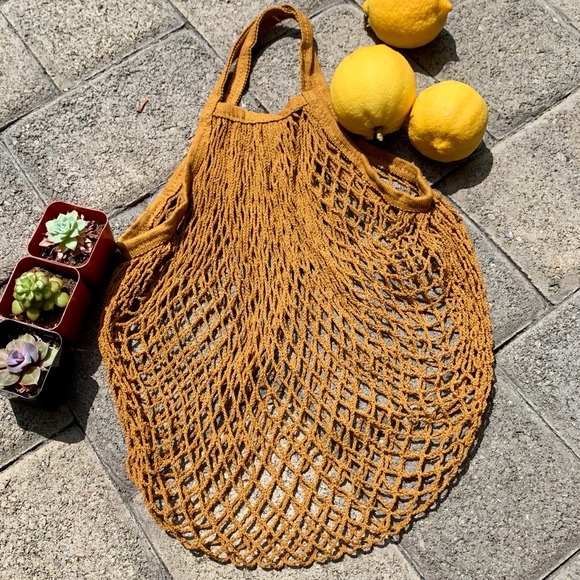 ✨GOLDEN BROWN FRENCH STRING NET MARKET BAG✨ - Picture 3 of 7